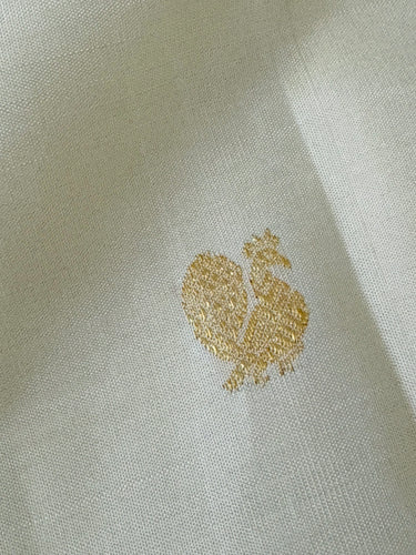 Exclusive Kanchipuram Pure Silk Saree | Off White | Ven Pattu | Pure Zari | Handwoven | Ships from California | Pushpam - ShopNaya Exclusive